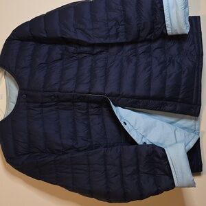 J. Jill Navy Blue Reversible Puffer Jacket.  Size Med.